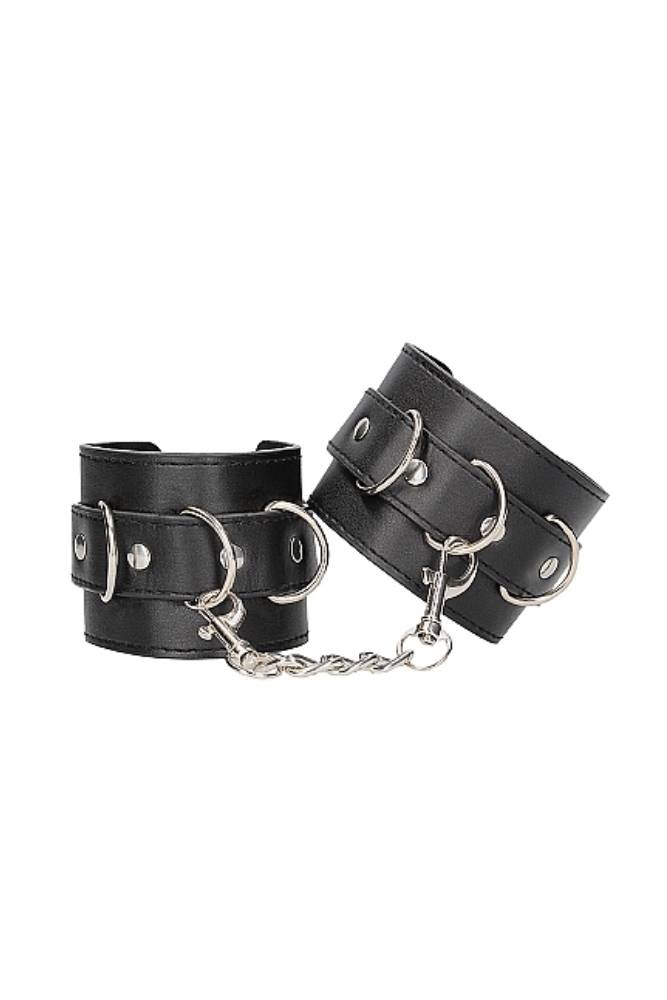 Ouch by Shots Toys - Black & White - Bonded Leather Wrist or Ankle Cuffs - Black - Stag Shop