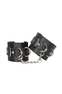 Thumbnail for Ouch by Shots Toys - Black & White - Bonded Leather Wrist or Ankle Cuffs - Black - Stag Shop