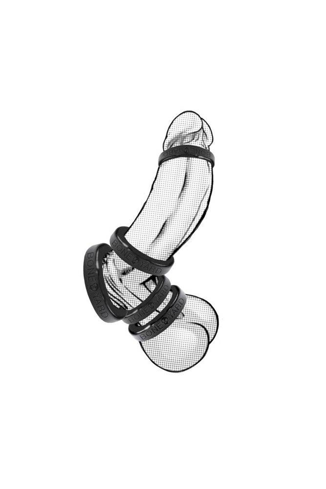 Channel 1 Releasing - Boneyard - 5-Piece Silicone Cock Ring Set - Black - Stag Shop