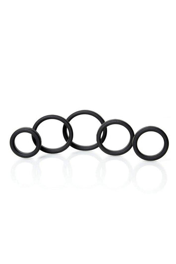 Channel 1 Releasing - Boneyard - 5-Piece Silicone Cock Ring Set - Black - Stag Shop