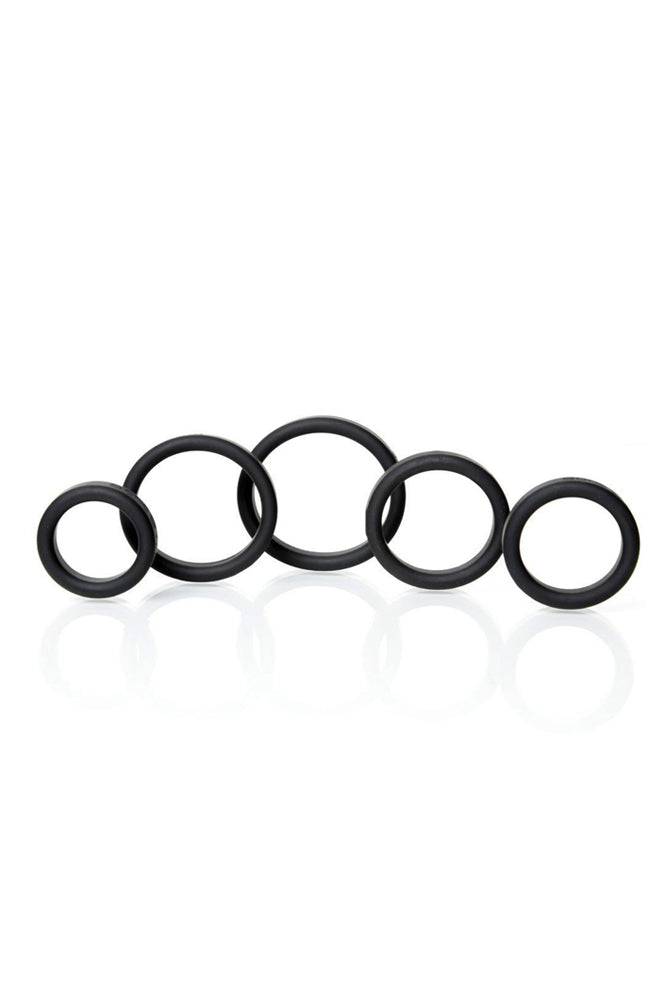 Channel 1 Releasing - Boneyard - 5-Piece Silicone Cock Ring Set - Black - Stag Shop