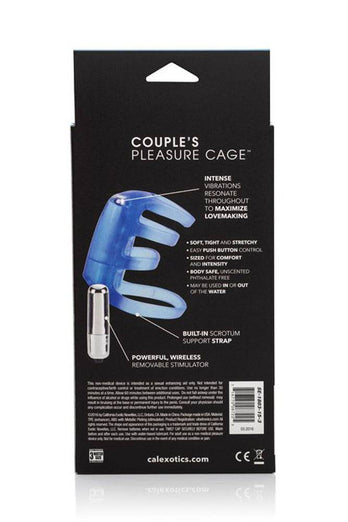 Cal Exotics - Couples Enhancer - Vibrating Pleasure Cock Cage - Blue - Stag Shop