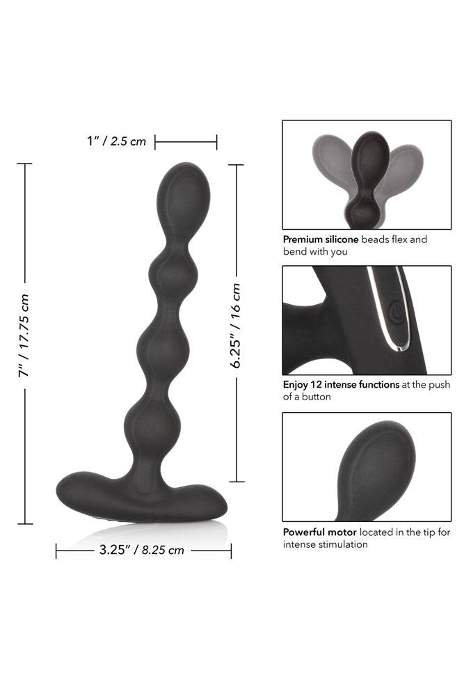 Cal Exotics - Eclipse - Slender Vibrating Anal Beads - Black - Stag Shop