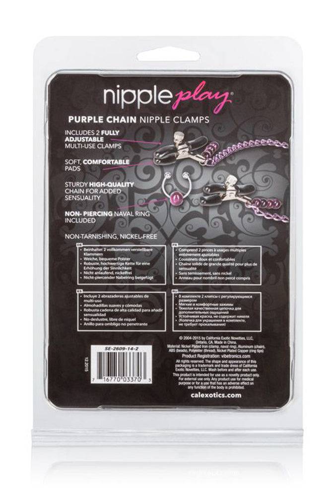 Cal Exotics - Nipple Play - Purple Chain Nipple Clamps - Stag Shop
