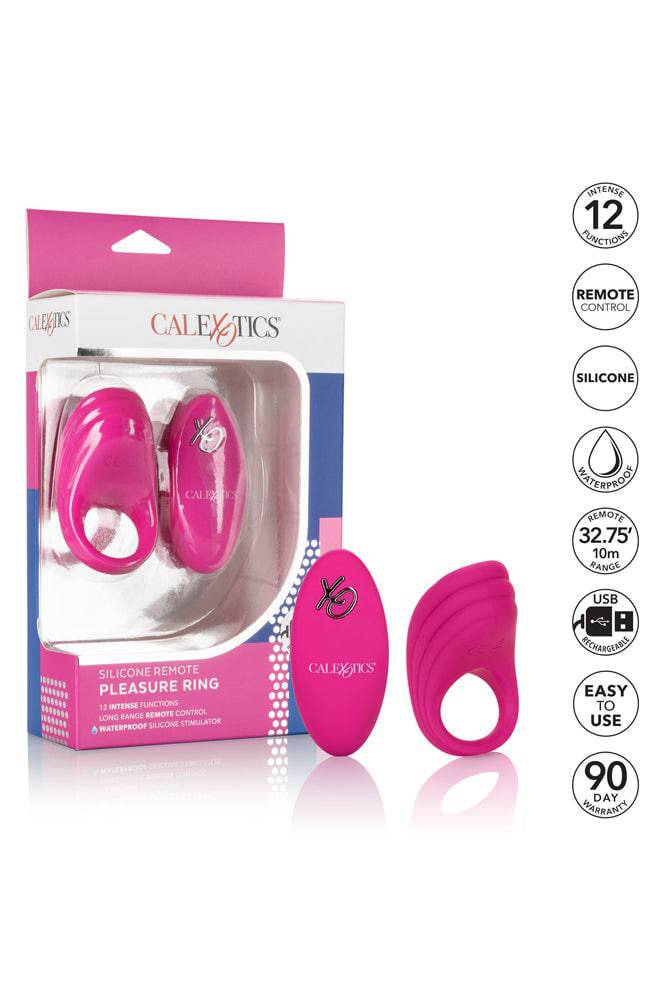 Cal Exotics - Silicone Remote Pleasure Cock Ring - Pink - Stag Shop