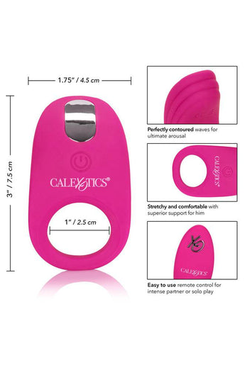 Cal Exotics - Silicone Remote Pleasure Cock Ring - Pink - Stag Shop