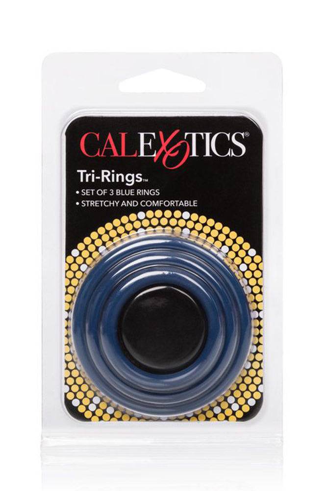 Cal Exotics - Tri-Rings Cock Ring Set - Blue - Stag Shop