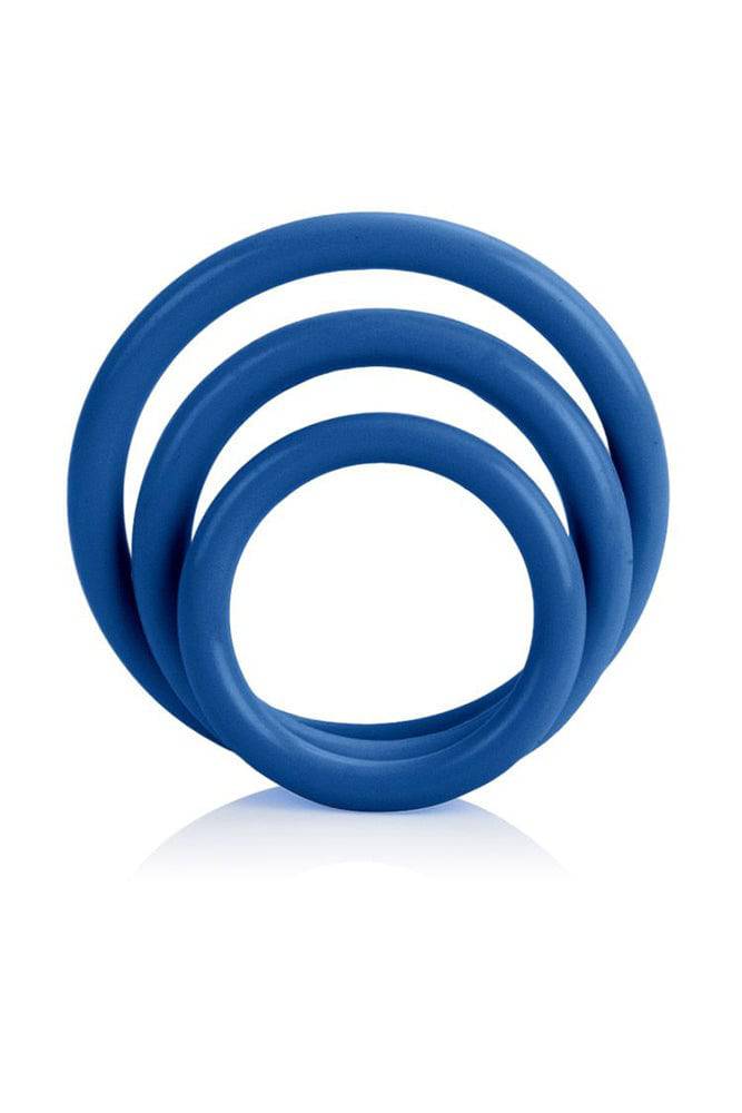 Cal Exotics - Tri-Rings Cock Ring Set - Blue - Stag Shop