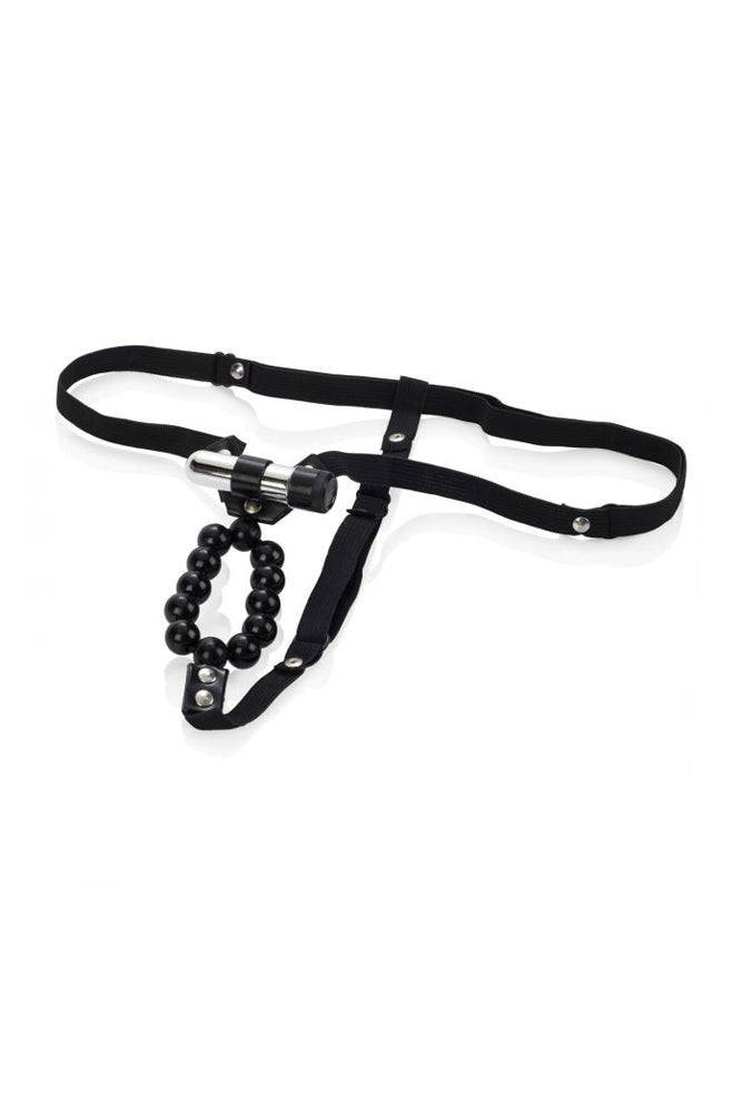Cal Exotics - Vibrating Lover's Thong With Stroker Beads - Black - Stag Shop