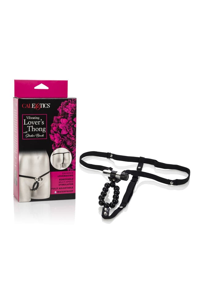 Cal Exotics - Vibrating Lover's Thong With Stroker Beads - Black - Stag Shop