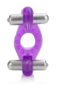 Thumbnail for Cal Exotics - Couples Enhancers - Wireless Rockin' Rabbit Dual Cock Ring - Purple - Stag Shop