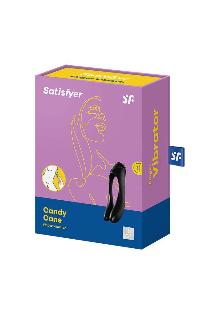 Satisfyer - Candy Cane - Silicone Finger Vibrator - Black - Stag Shop
