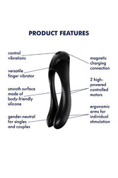 Satisfyer - Candy Cane - Silicone Finger Vibrator - Black - Stag Shop
