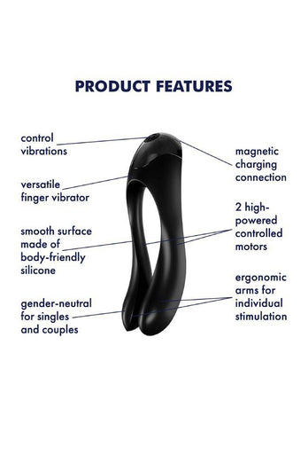 Satisfyer - Candy Cane - Silicone Finger Vibrator - Black - Stag Shop