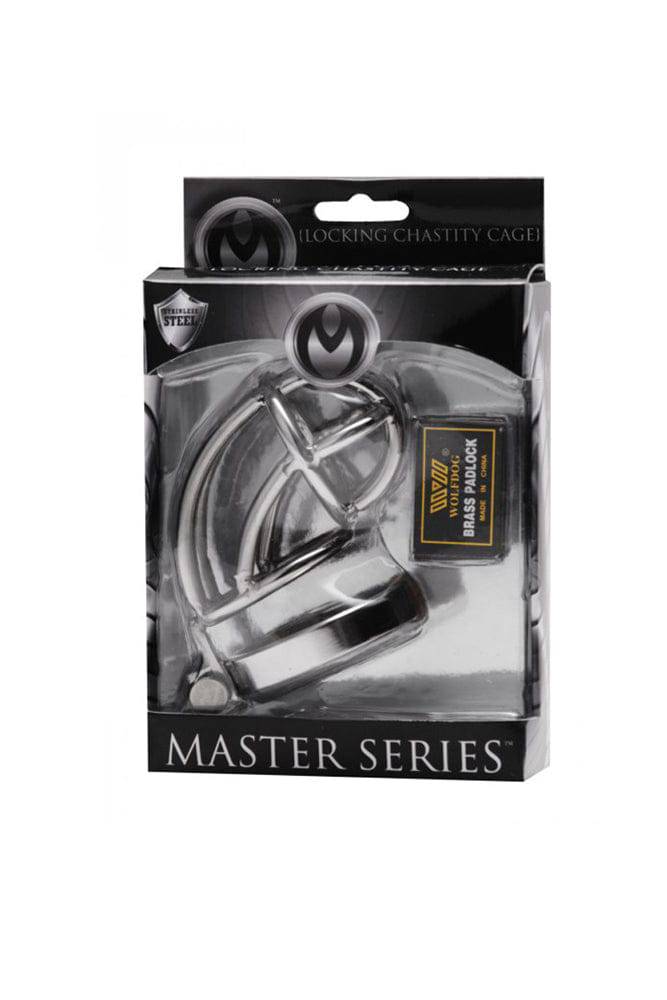 XR Brands - Master Series - Captus - Stainless Steel Locking Chastity Cage - Stag Shop