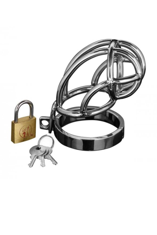 XR Brands - Master Series - Captus - Stainless Steel Locking Chastity Cage - Stag Shop