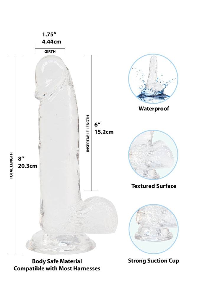 Crystal Addiction - Clear Realistic Dildo with Balls - 8 Inches - Stag Shop