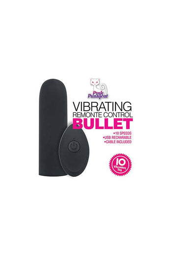 Cousins Group - Pink Pussycat Vibrating Remote Control Bullet - Black - Stag Shop