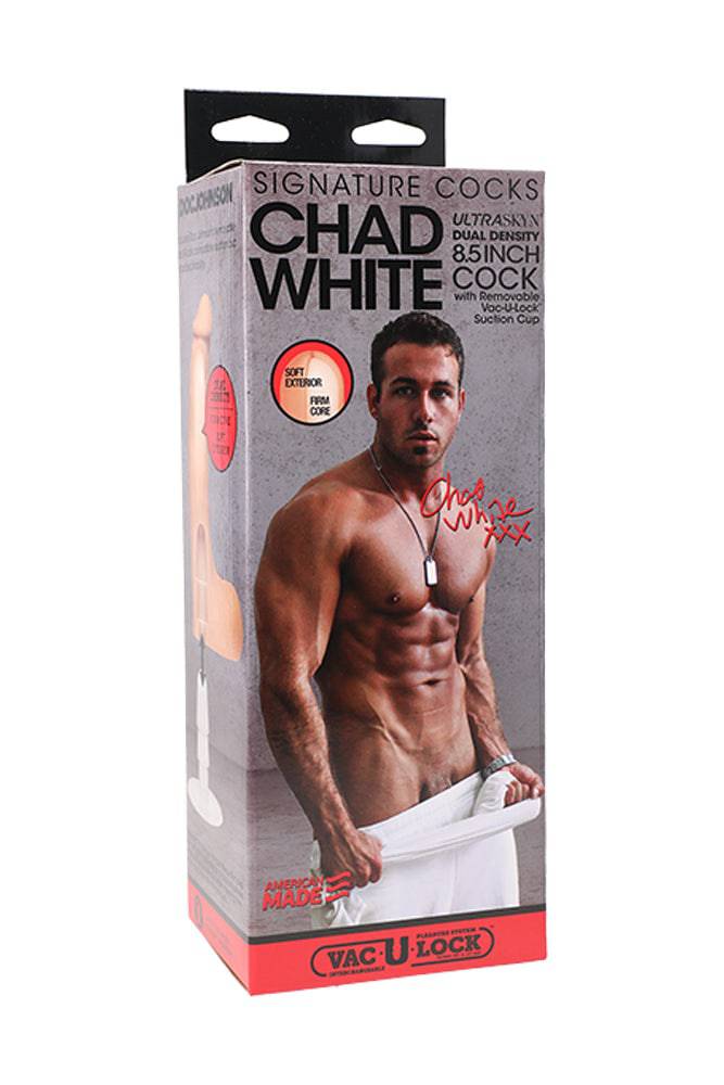 Doc Johnson - Signature Cocks - Chad White 8.5 inch Cock with Removable Suction Cup - Stag Shop