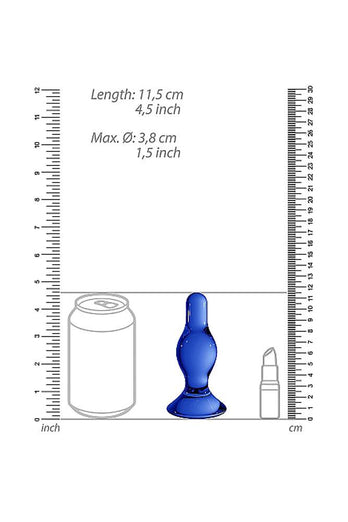 Shots Toys - Chrystalino - Classy Glass Butt Plug - Blue - Stag Shop