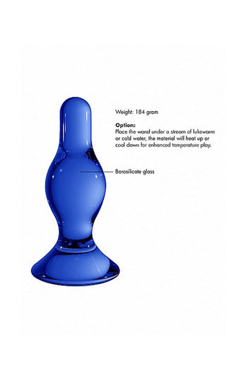 Shots Toys - Chrystalino - Classy Glass Butt Plug - Blue - Stag Shop