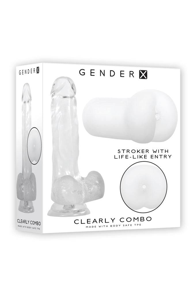 Evolved - Gender X - Clearly Combo Dildo & Stroker Set - Clear - Stag Shop