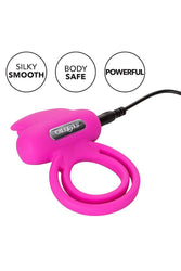 Cal Exotics - Rechargeable Dual Clit Flicker Cock Ring - Pink - Stag Shop