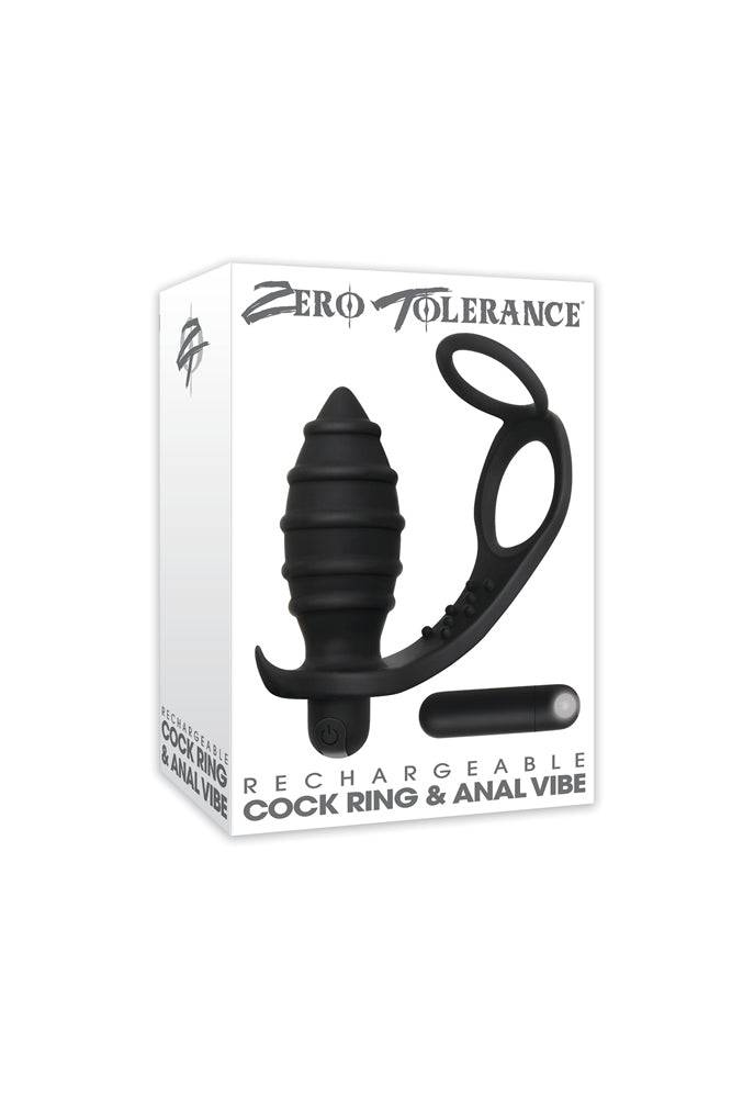 Zero Tolerance - Rechargeable Cock Ring & Anal Vibe - Black - Stag Shop
