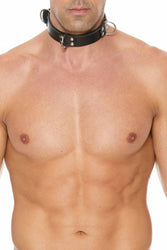 Ouch by Shots Toys - Premium Leather Deluxe Bondage Collar - Black - Stag Shop