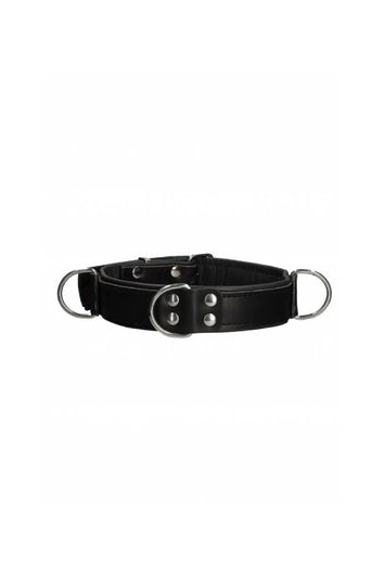 Ouch by Shots Toys - Premium Leather Deluxe Bondage Collar - Black - Stag Shop