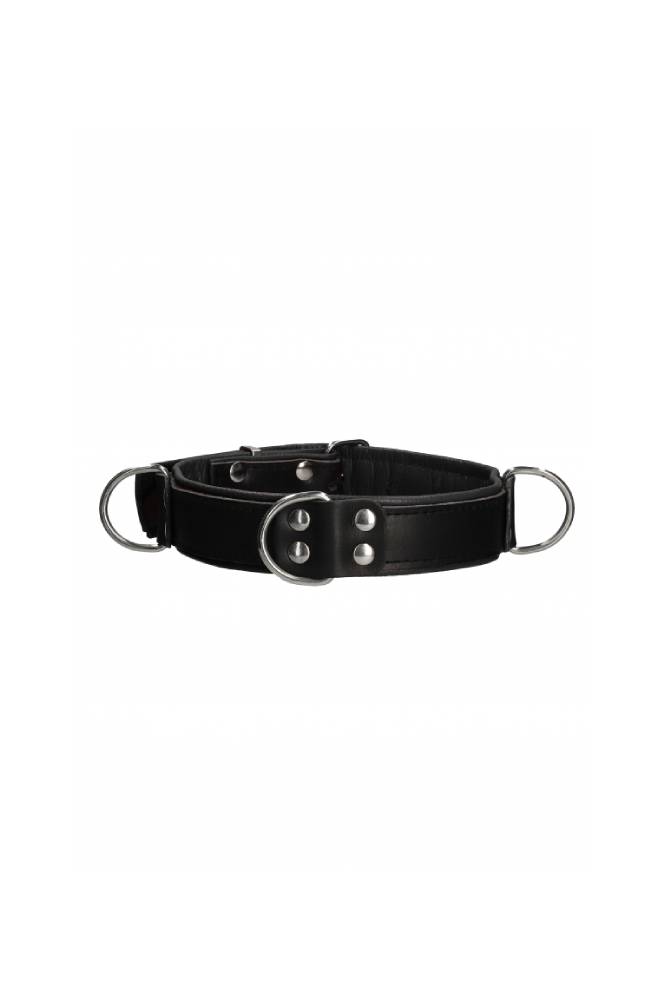 Ouch by Shots Toys - Premium Leather Deluxe Bondage Collar - Black - Stag Shop