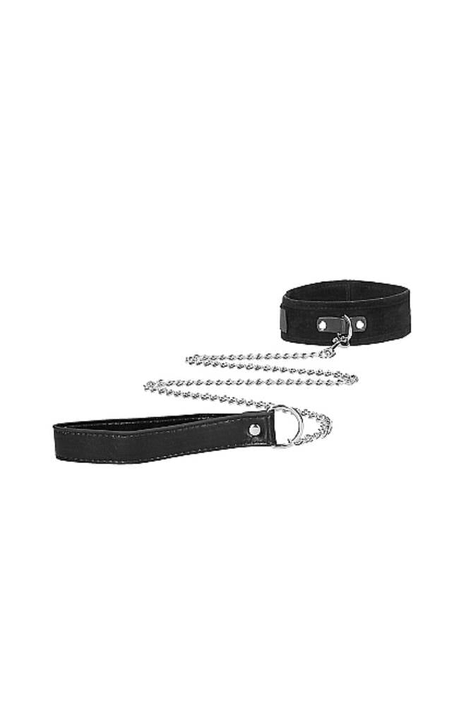 Ouch by Shots Toys - Black & White - Velcro Collar with Leash & Hand Cuffs - Black - Stag Shop