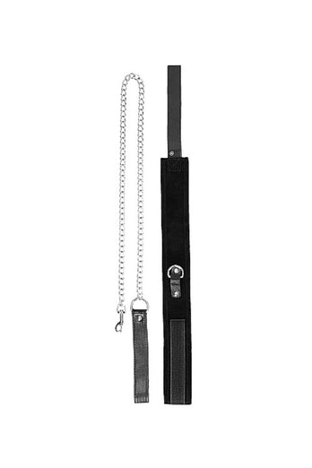 Ouch by Shots Toys - Black & White - Velcro Collar with Leash & Hand Cuffs - Black - Stag Shop