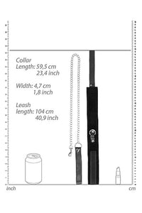 Thumbnail for Ouch by Shots Toys - Black & White - Velcro Collar with Leash & Hand Cuffs - Black - Stag Shop