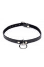 XR Brands - Master Series - Collared Vixen Silver Ring Slim Choker - Black - Stag Shop