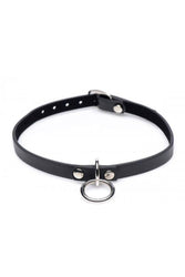 XR Brands - Master Series - Collared Vixen Silver Ring Slim Choker - Black - Stag Shop