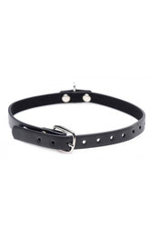XR Brands - Master Series - Collared Vixen Silver Ring Slim Choker - Black - Stag Shop
