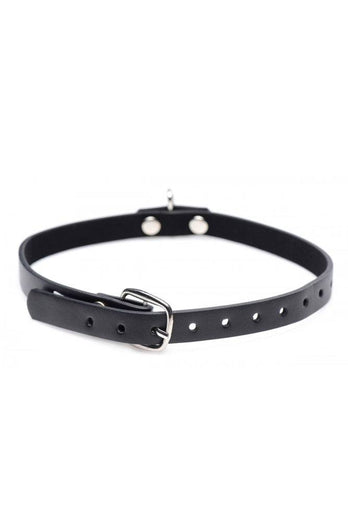 XR Brands - Master Series - Collared Vixen Silver Ring Slim Choker - Black - Stag Shop