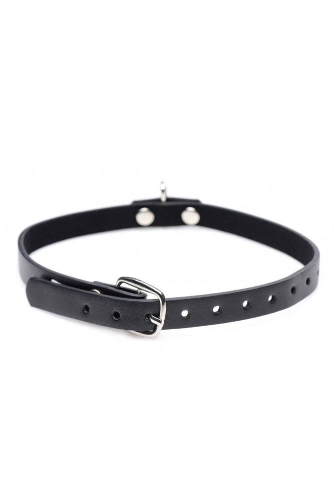 XR Brands - Master Series - Collared Vixen Silver Ring Slim Choker - Black - Stag Shop