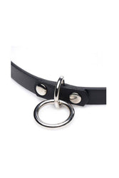 XR Brands - Master Series - Collared Vixen Silver Ring Slim Choker - Black - Stag Shop