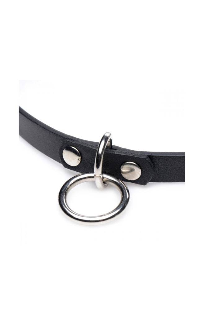 XR Brands - Master Series - Collared Vixen Silver Ring Slim Choker - Black - Stag Shop