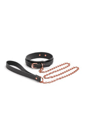 NS Novelties - Bondage Couture - Collar and Leash - Black/Rose Gold - Stag Shop