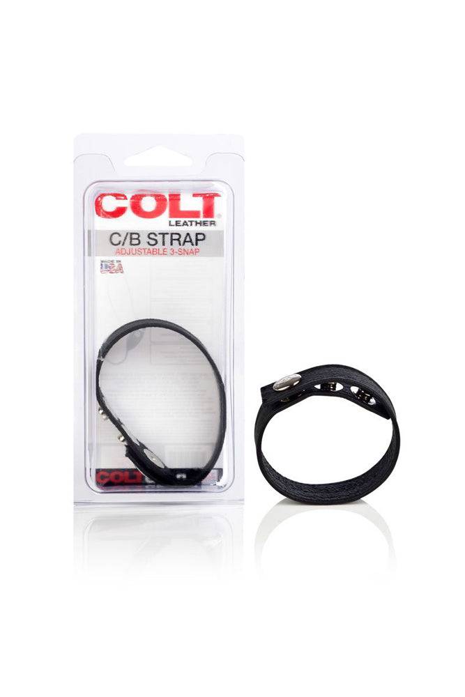 Cal Exotics - Colt - Adjustable 3 Snap Leather Cock/Ball Strap - Stag Shop