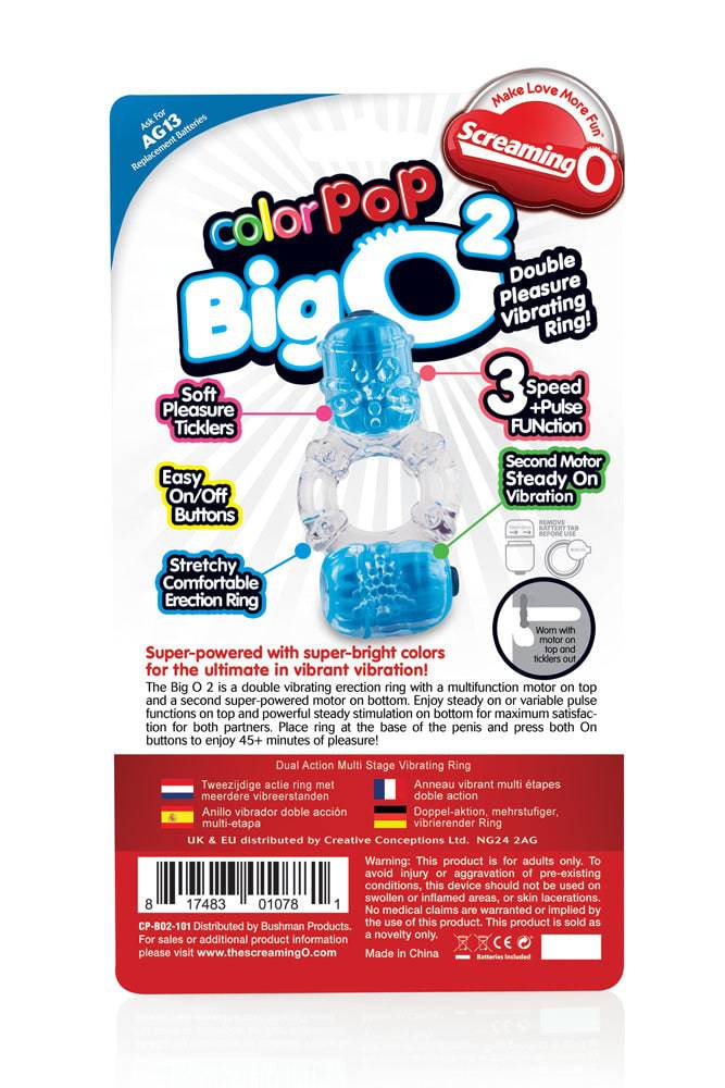 Screaming O - ColourPop - The Big O 2 - Dual Vibrating Cock Ring - Assorted - Stag Shop