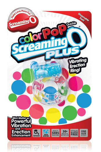 Screaming O - ColourPop Quickie Plus - Disposable Vibrating Cock Ring - Assorted - Stag Shop
