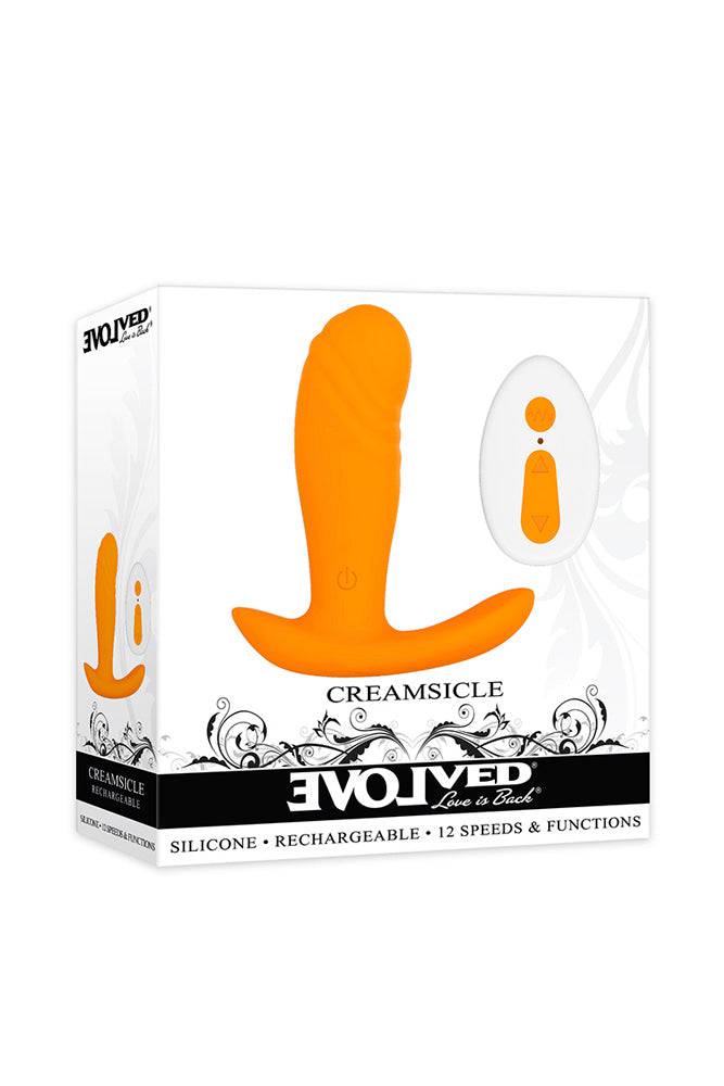 Evolved - Creamsicle Butt Plug & Remote - Orange - Stag Shop