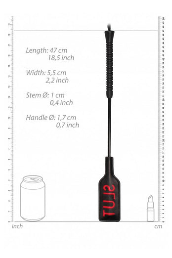 Ouch by Shots Toys - SLUT Crop - Black/Red - Stag Shop