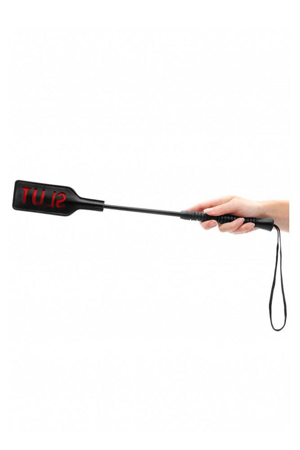 Ouch by Shots Toys - SLUT Crop - Black/Red - Stag Shop