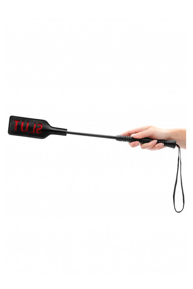 Ouch by Shots Toys - SLUT Crop - Black/Red - Stag Shop
