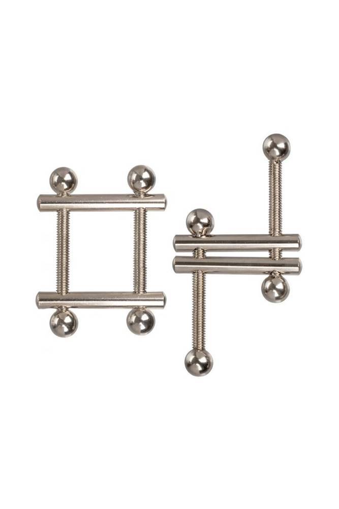 Cal Exotics - Nipple Grips - Crossbar Nipple Vises - Silver - Stag Shop